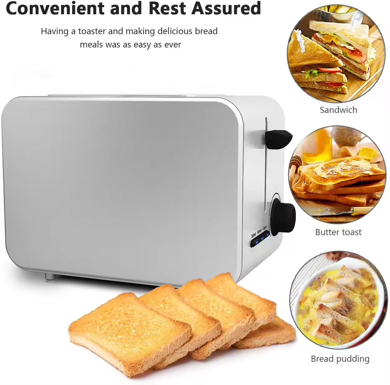 2 Slice Stainless Steel Bread Sandwich Bread Toaster for the Home