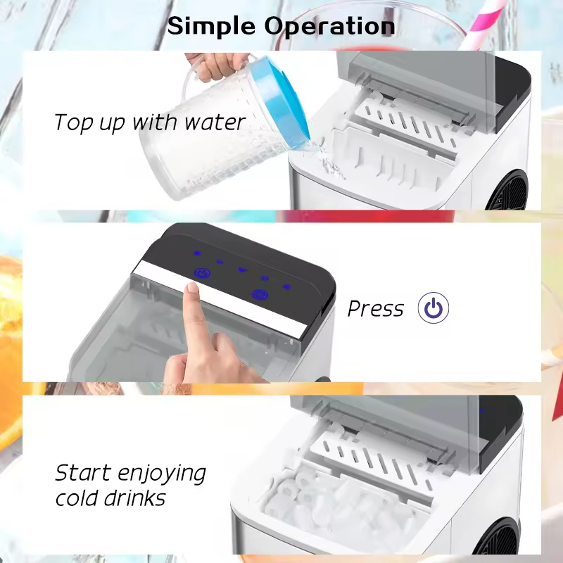 Factory Price Portable Stainless Steel Electric Ice Maker First Ice 8 Minutes 26 Pounds Home Hotel Car Use Bullet Shaped Cube