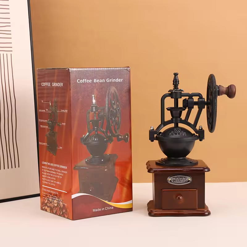 Wooden Classical Coffee Mill Portable Hand Manual Wood Coffee Grinder for Home Use and Travel