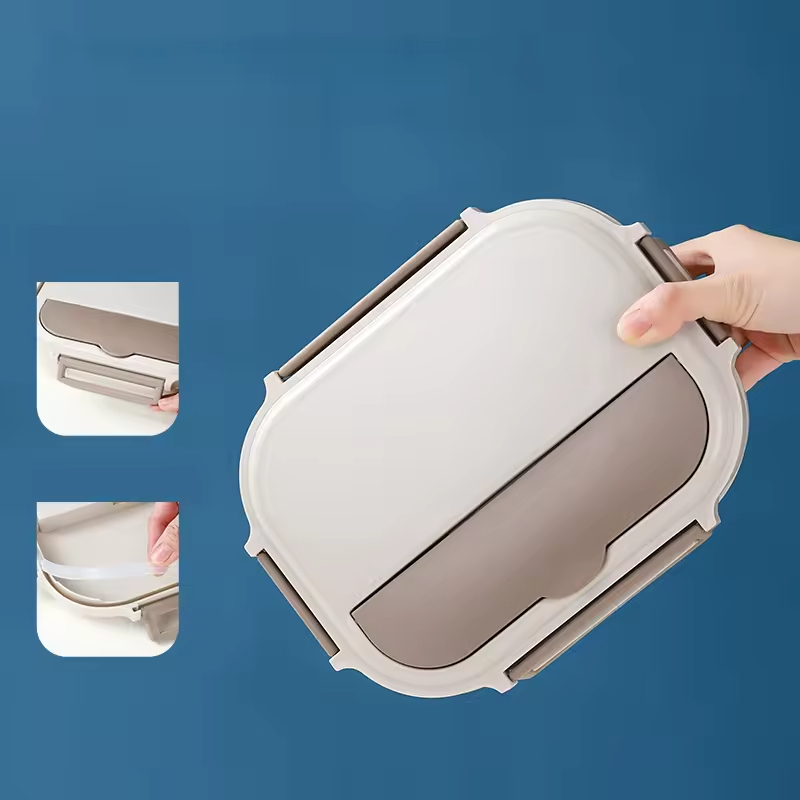 Custom Wholesale 1500ml 4 Division Stainless Steel 304 School Office No Leak Soup Bowl Kids Adults Bento Lunch Box