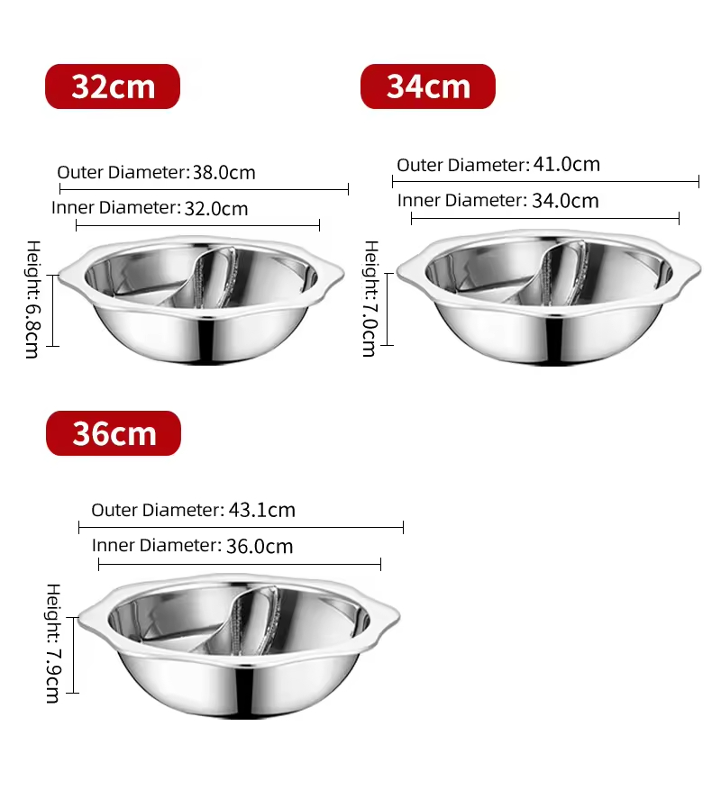 Wholesale Low Good Price Sun Shape Design 2 Compartments Stainless Steel 0.8mm Stainless Steel Individual Hot Pot Soup Hotpot