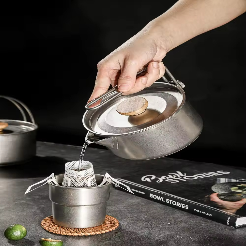 Creative Special Design Portable 800ml Upgrade Quality 1.2L Stainless Steel 304 Handle Foldable Folding Kettle Pot Water Kettles