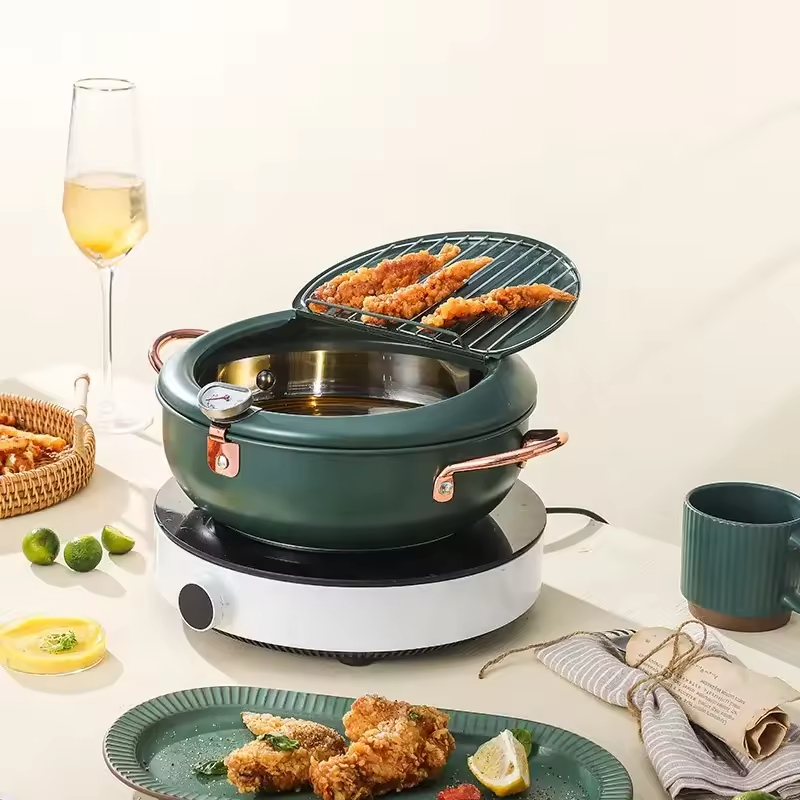 Customized Japanese Stainless Steel 201 and SUS304 French Fries Chicken Deep Tempura Frying Cooking Pot Fryer Pot