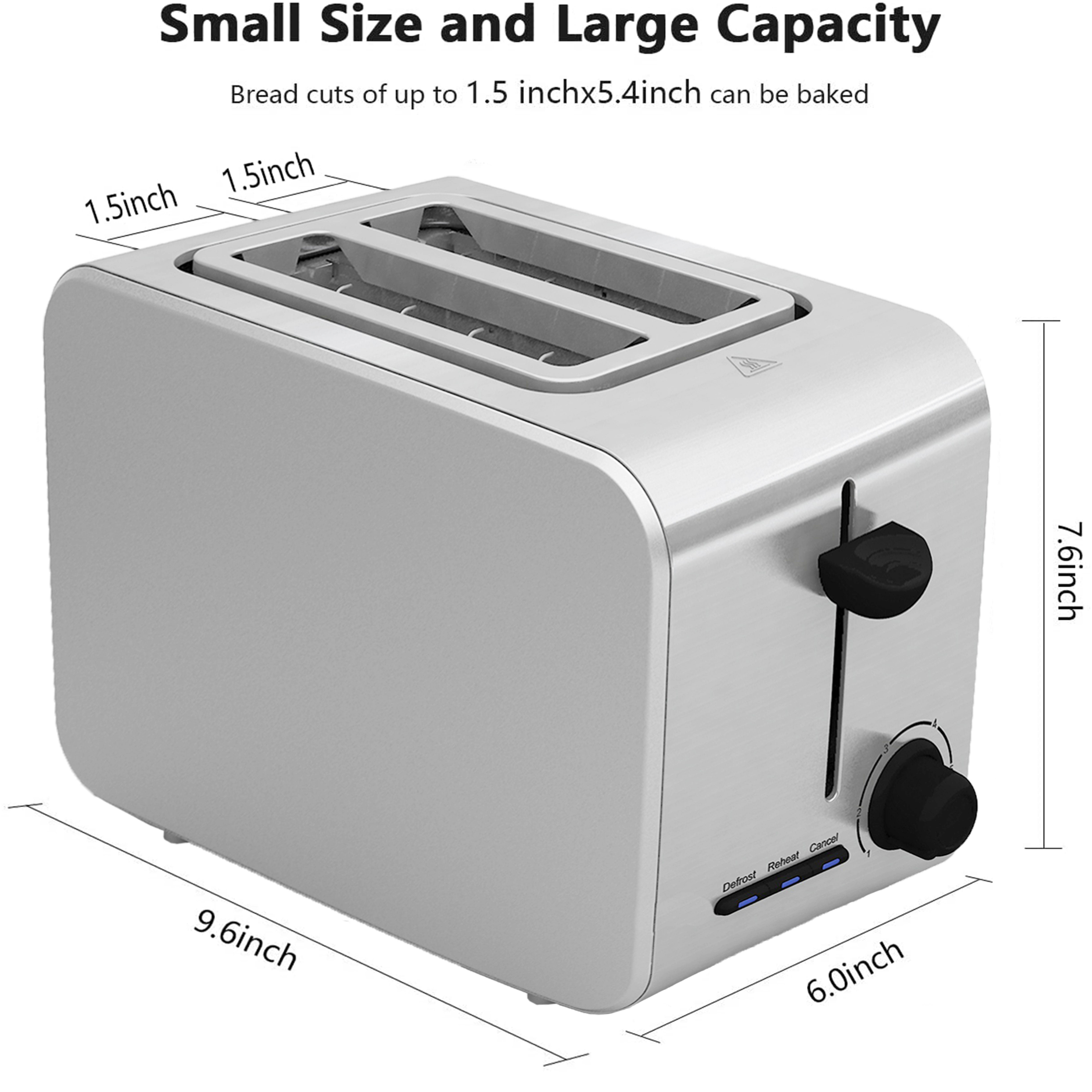 2 Slice Stainless Steel Bread Sandwich Bread Toaster for the Home