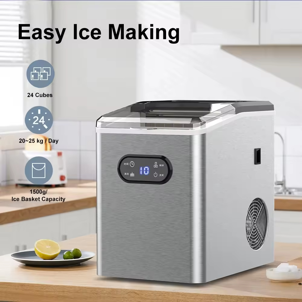 Ice cube machine 20-25kgs Home countertop ice Making Stainless Steel Ice Maker