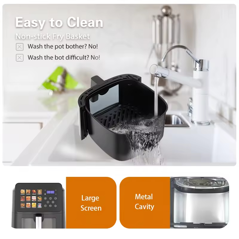 Modern Large 10L Electric LED/LCD Display WiFi Digital Energy Saving Air Fryer & Grill 2-in-1 Baking Machine for Household Use