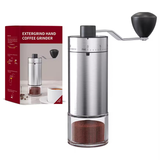 40 Adjustable Settings Stainless Steel Ceramic Core Mini Handle Manual Coffee Bean Grinder Mill with 25 Capacity Visible Lid