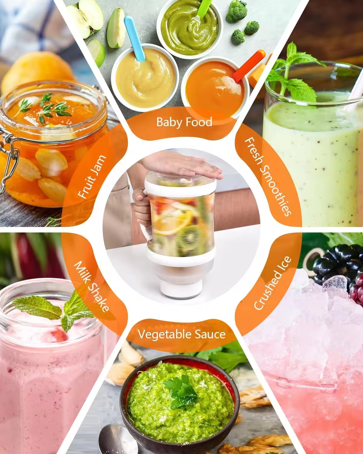 New Arrival Juicer Blender Large Capacity Stainless Steel 6 Blades Electric Juicers and Blenders 2 in 1 for Kitchen