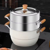 3 Layer Stainless Steel 304 Large Capacity Heatproof Handle Fast Work Dumpling Seafood Big Cookware Steamer Pot Set for Cooking