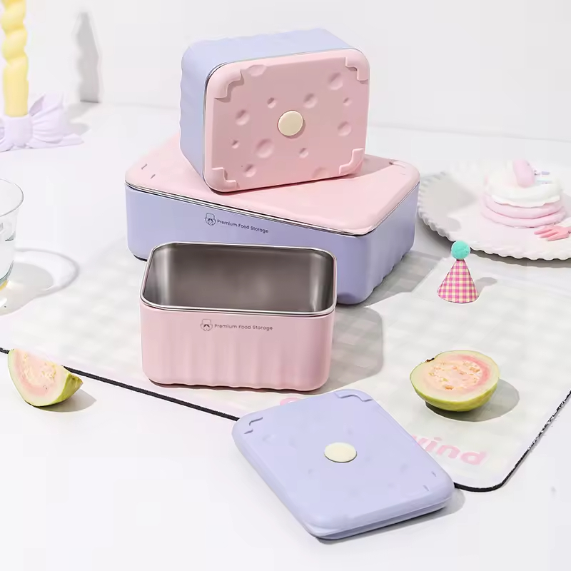 Custom Color Cheese 2 Size Microwave Heatable No Leak Stripe Thermal Bag Stainless Steel Adult Food Storage Bento Lunch Box Set