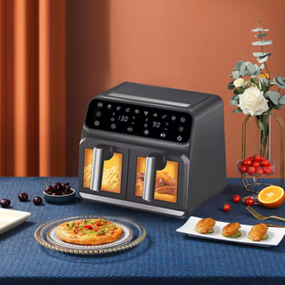 Smart Modern Household Multifunctional Electric LCD Display Baking Plastic 8L Double Basket Air Fryer Oven with French Style