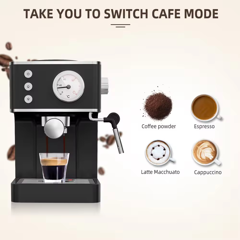 Espresso Coffee Machine With a 2-in-1 Coffee Maker and Milk Frother
