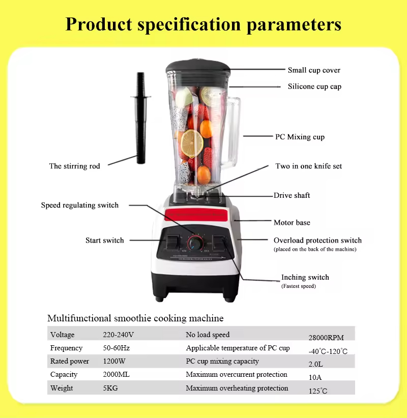 110V/220V Automatic Ice Crusher and Mixer Blender Household and Hotel Use for Cocktails and Juices