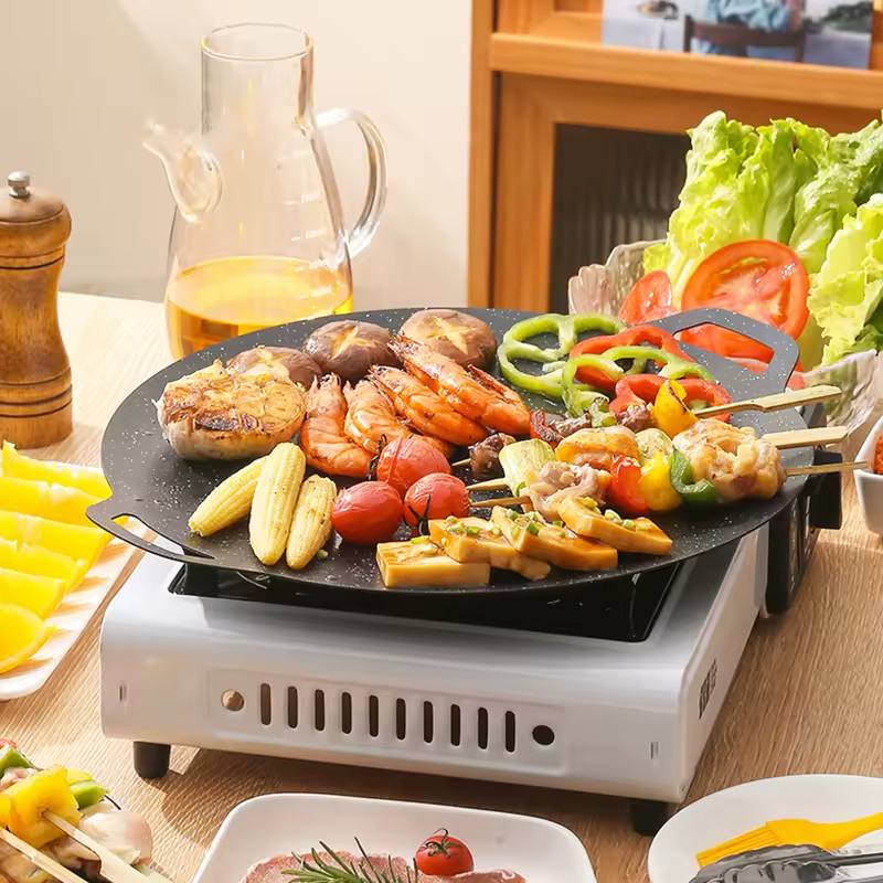 Thickened Maifan Stone BBQ Grill Pan Non-Stick Steak & Korean BBQ Works on Induction/Gas Stoves Indoor/Outdoor