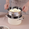 Multipurpose Korean Style Double Layer Ceramic Coating Colored Household Kitchen Stainless Steel Steamer Cook Pot Cookware