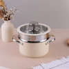 Multipurpose Korean Style Double Layer Ceramic Coating Colored Household Kitchen Stainless Steel Steamer Cook Pot Cookware