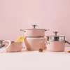 Custom Wholesale Fashion Colored Pink Stainless Steel 304 Kitchenware Induction Casserole Cooking Hot Soup Pot Cookware Sets