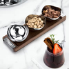 3 Pcs10cm Multipurpose Home Hotel Stainless Steel 304 Wooden Tray Dry Fruit Nut Serving Decorative Bowl Gift Set for Home Decor