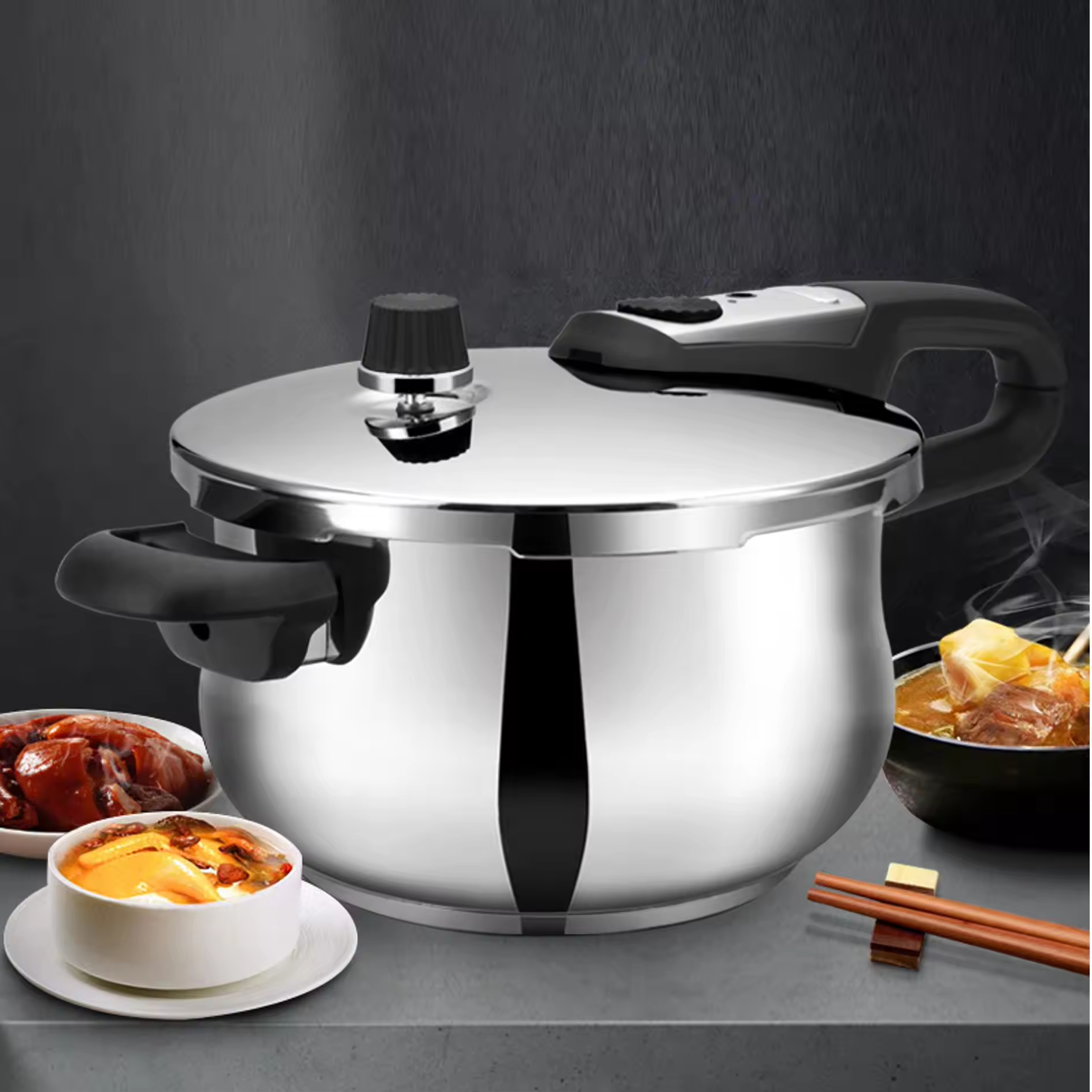 7L Large Capacity Traditional Stainless Steel Pressure Cooker Gas and Induction Kitchen Food Grade Energy Saving Pressure Cooker