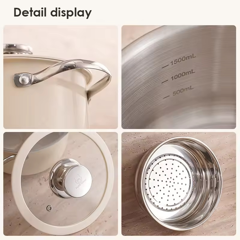 Custom Wholesale Fashion Colored Pink Stainless Steel 304 Kitchenware Induction Casserole Cooking Hot Soup Pot Cookware Sets